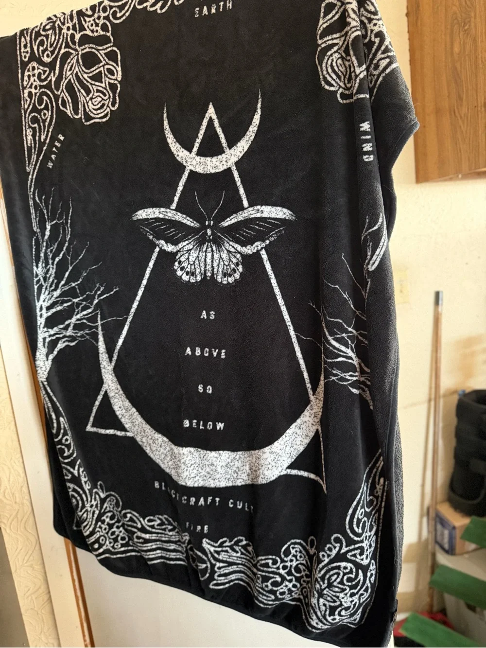 Black craft throw blanket
